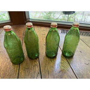 VINTAGE 1976 7UP BICENTENNIAL GREEN 16oz GLASS BOTTLE DRUMMER EDITION 1776-1976